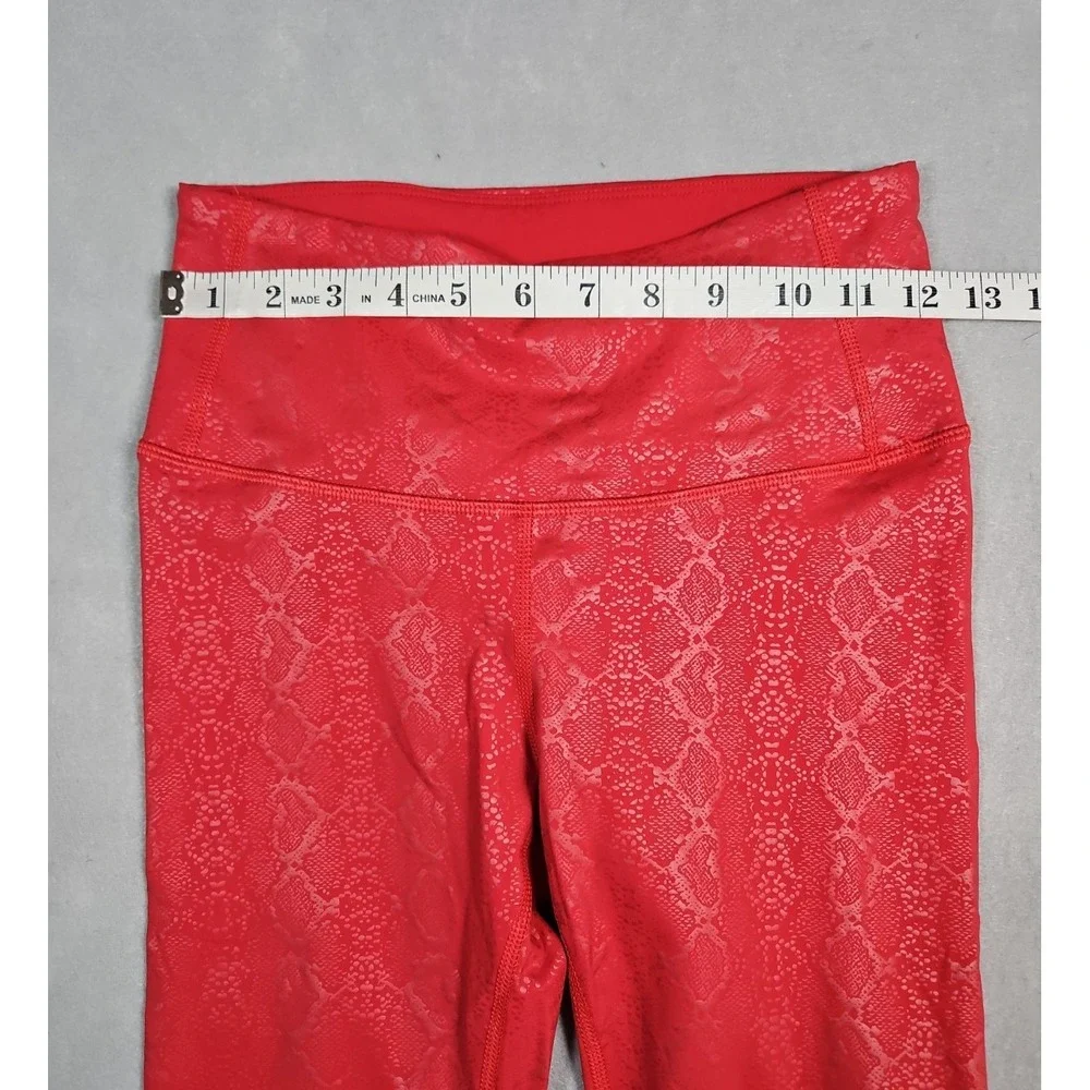 CRZ Yoga Womens Red Snakeskin Print Faux Leather Leggings Size XS NWT